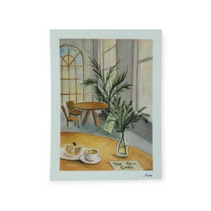 Cafe postcard art print gift for friends watercolor postcard