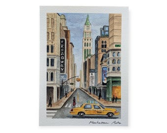 Cartolina di New York, cartolina ad acquerello, stampa artistica, diario di viaggio