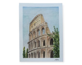 Watercolor postcard, art print, postcard print Italy postcard, Travel journal Rome