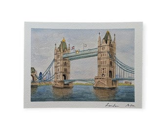 Cartolina ad acquerello di Londra, stampa artistica, stampa di cartolina, diario di viaggio