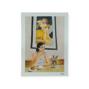 Cafe postcard art print gift for friends watercolor postcard