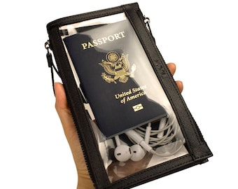 Passport Luxury Clear  Pouch | Clear Stadium Bag | Concert Approved: for Travel, Cosmetic, Toiletry, Bridesmaid gift, Stocking Stuffer