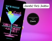 Animated Girls Night Out Invitation: Editable Cocktail Party Invite (Digital Download)