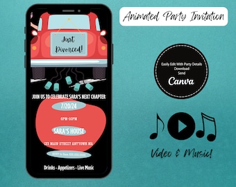 Animated Divorce Party Invitation: Editable DIY Template (Digital Download)