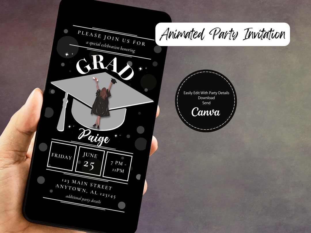 Animated Graduation Party Invitation: DIY Editable Template - Etsy