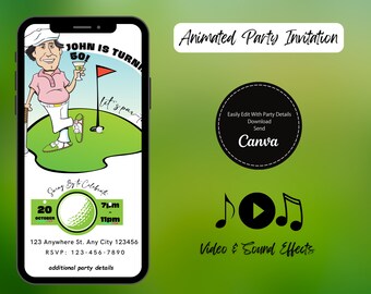 Animated Golf Birthday Invitation: Editable Par-Tee Template (Digital Download)