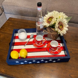 Funly Mee 12.6x12.6 Inches Rustic Wood Serving Tray,Decorative Tray For