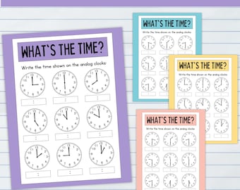 What's the Time Worksheet | Telling Time Practice | Clock Reading Activity | Learn to Tell Time | Preschool & Kindergarten PDF