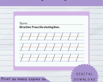 Slanting Line Tracing Worksheet | Pre Writing Lines, Fine Motor Tracing, Preschool Tracing PDF for Early Learning Skills