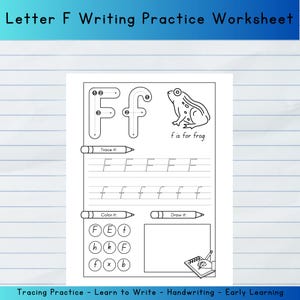 Letter F Tracing Worksheet | Alphabet F Printable | Preschool Handwriting Practice | Tracing Letter F | Toddler ABC Learning
