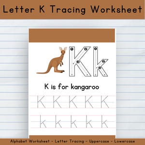 Letter K Tracing Worksheet | Learn Letter K | Preschool K | K Writing Practice