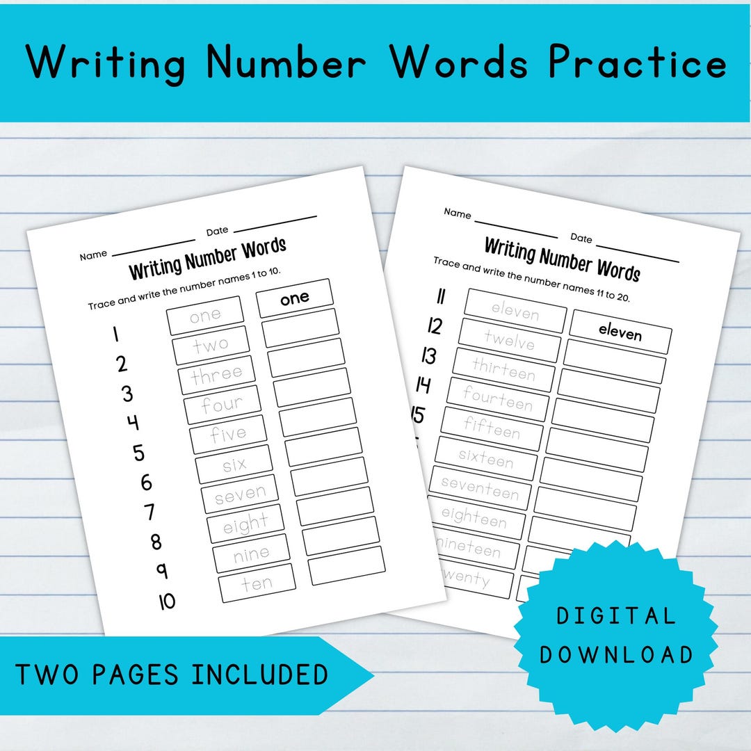 Trace and Write Number Words Worksheet 1-20 | Learn Number Names for ...