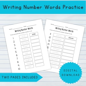 Trace and Write Number Words Worksheet 1-20 | Learn Number Names for Kids | Number Words Tracing and Writing Practice