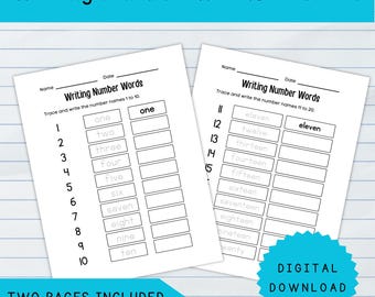 Practice Writing Numbers 1 - 20 - Etsy UK
