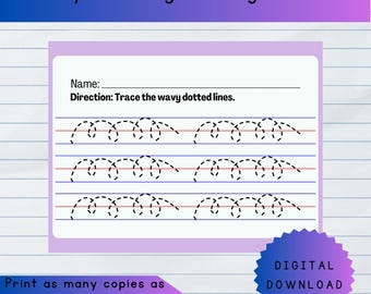 Wavy Line Tracing Worksheet | Prewriting Practice PDF | Fine Motor Skills Printable for Preschool & Kindergarten
