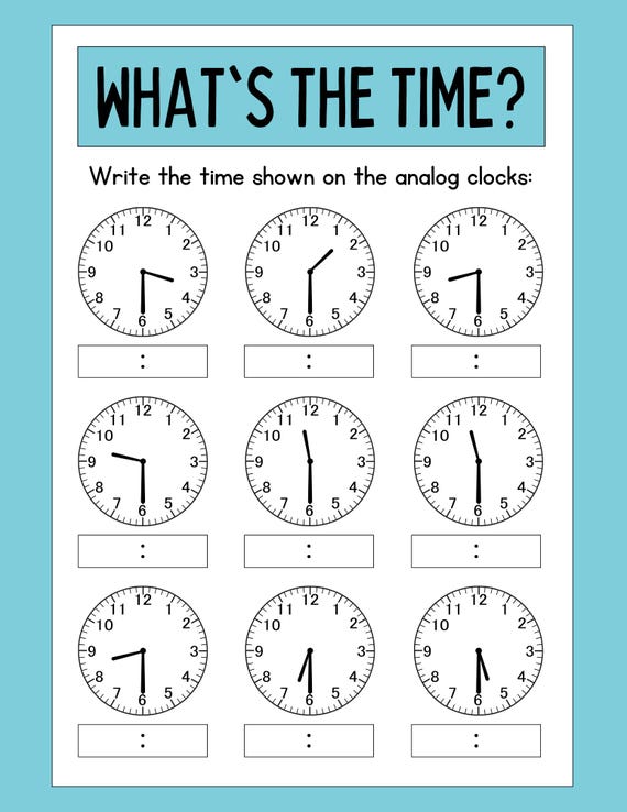 Hoja de trabajo sobre la hora Práctica para decir la hora