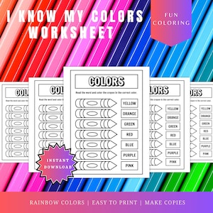 Crayon Colors Coloring Worksheet | Color Recognition Activity | Preschool Colors Printable | Learn Colors | Kindergarten Coloring Page