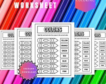 Crayon Colors Coloring Worksheet | Color Recognition Activity | Preschool Colors Printable | Learn Colors | Kindergarten Coloring Page