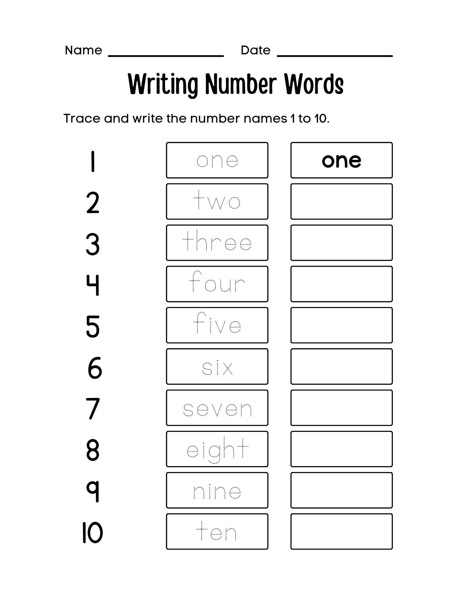 Trace and Write Number Words Worksheet 1-20 | Learn Number Names for ...