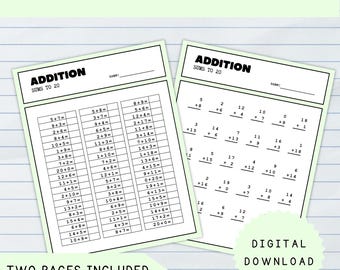 Sums to 20 Math Worksheet | Addition to 20 Practice | Math Facts Printable | Kindergarten & First Grade Addition PDF