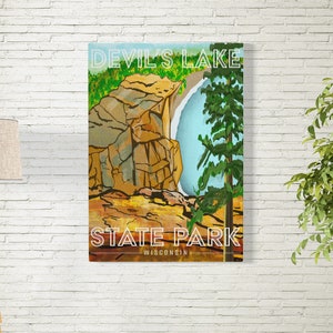Devil&#39;s Lake Park Poster | Wisconsin | Baraboo | Wisconsin Dells| Wisconsin Travel Poster | Hike Wisconsin | Wisconsin Lakes | Wisconsin Art