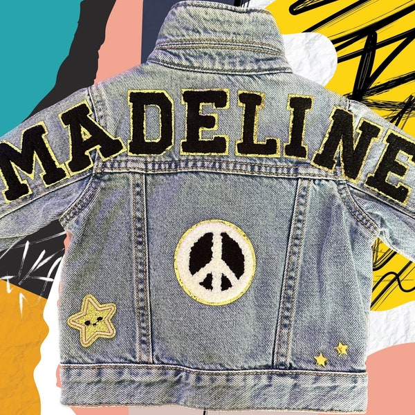 Custom Patch Jacket | Custom Jean Jacket with Patches and Name | Personalized Denim Jacket with Letters, Patches, Studs, Bling | Name Jacket