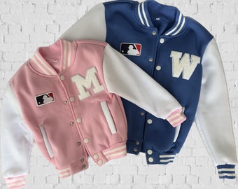 Custom Varsity Jacket for Kids | Blue Varsity Jacket | Pink Varsity Jacket | Baseball Jacket for Kids | Football Jacket | Letterman Jacket