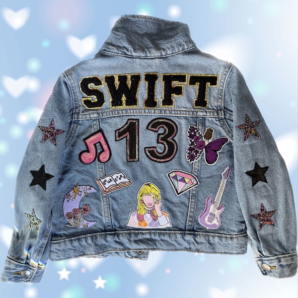 Swiftie Jean Jacket, Custom Denim Jacket, Personalized Denim, Personalized Baby Toddler Kids Jacket, Swiftie Gift, Toddler Gift, 90s Jean