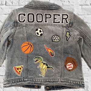 Custom Patch Jacket for Boys | Custom Jean Jacket with Patches and Name | Personalized Denim Jacket with Letters, Patches | Name Jacket