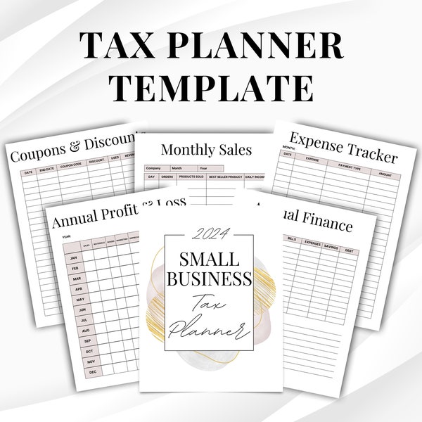 Small Business Tax Planner Canva Template Expense Tracker Sales Tracker Income Tracker Annual Profit & Loss Monthly Sales Direct Seller