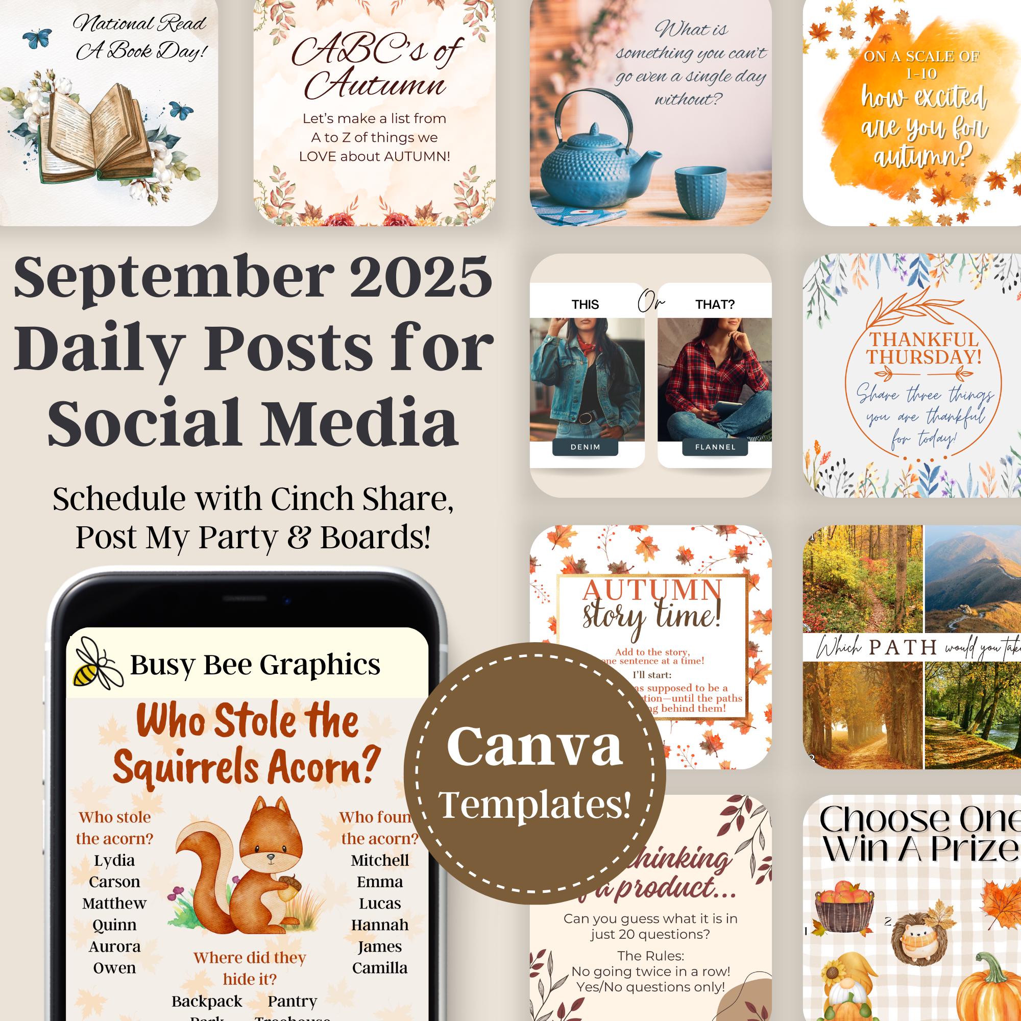 September Posts SEPTEMBER 2025 Daily Posts - Graphics, Captions, Scheduling Links ...