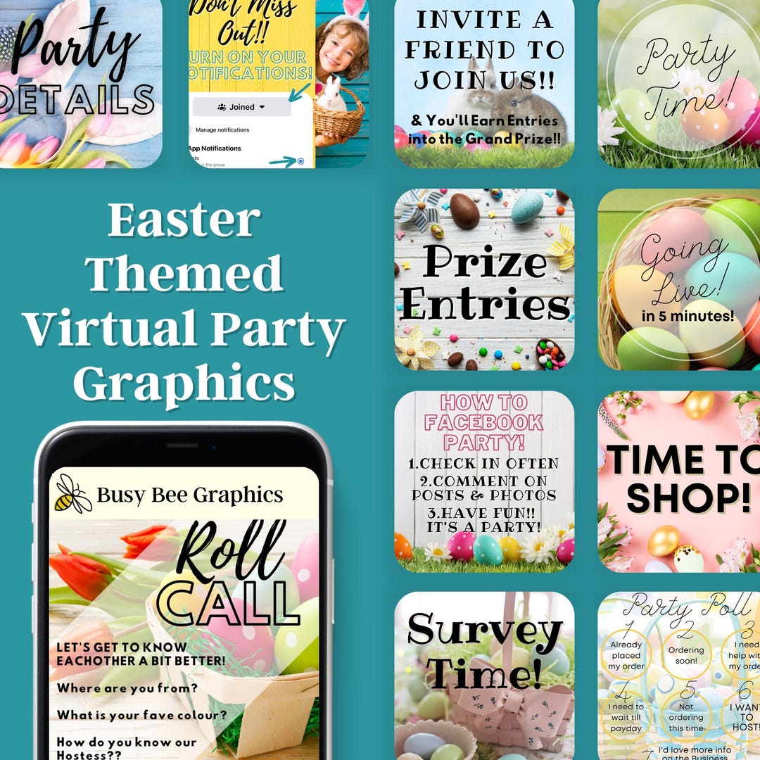 Easter Virtual Event Easter Virtual Party Graphics Bundle - Social Media Content - Etsy