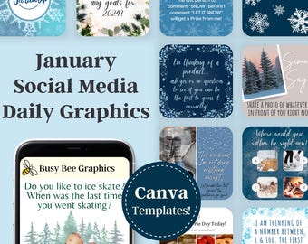 CUSTOM JANUARY 2024 Social Media Daily Interaction Graphic Canva Template Direct Sellers & Small Business Digital Marketing Engaging Content