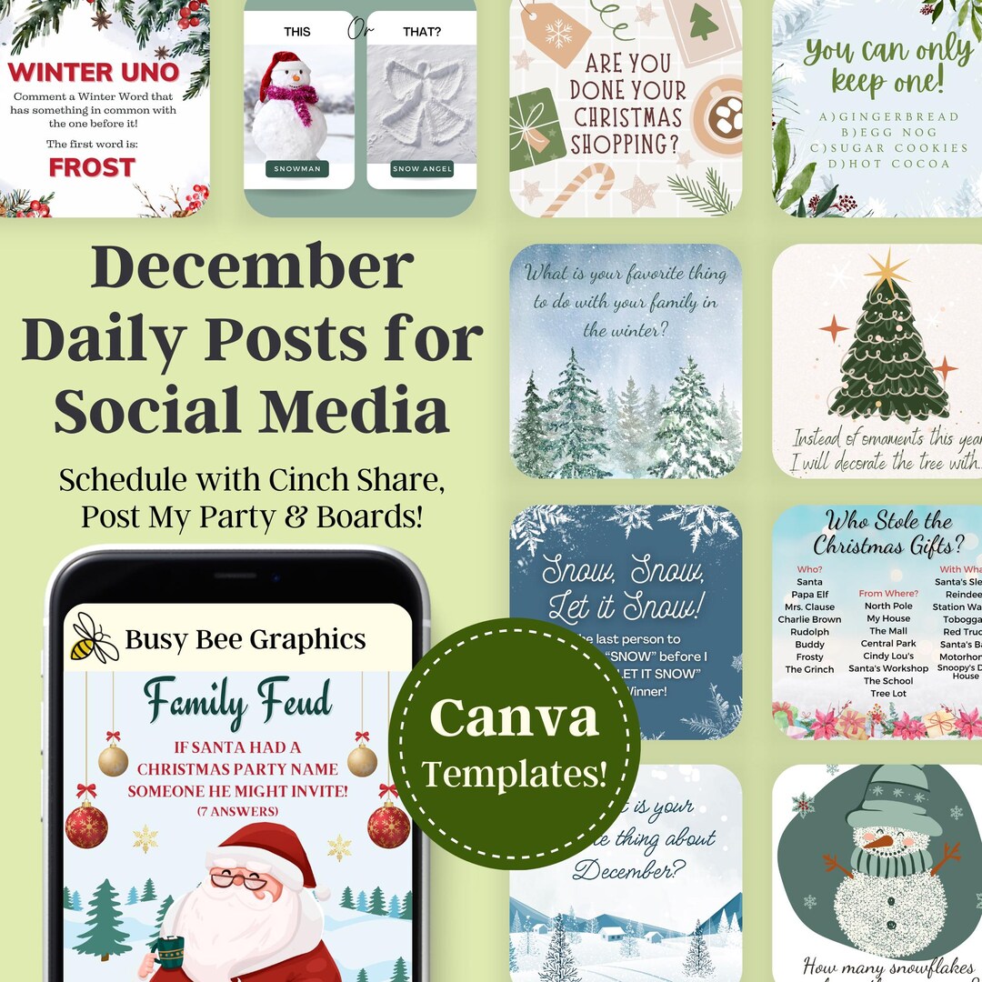 DECEMBER 2024 Daily Posts - Graphics, Captions, Scheduling Links ...