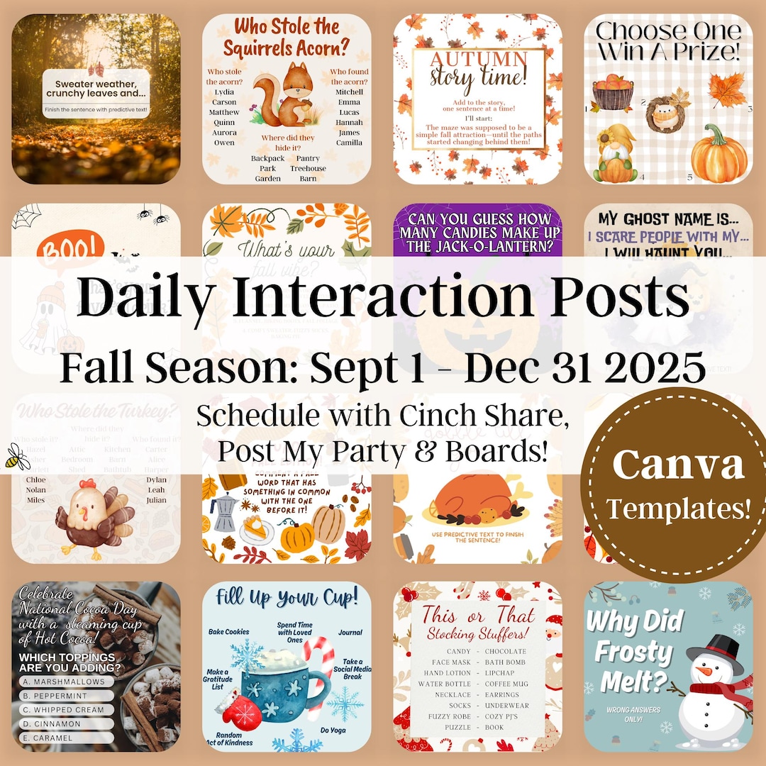 FALL 2025 Daily Posts - Graphics, Captions, Scheduling Links & Canva ...