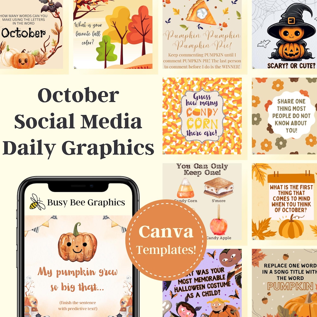 October Email Graphics OCTOBER 2024 Daily Interaction Graphics With Canva Template for Social ...