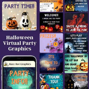 Halloween Virtual Party Graphics - Social Media Engagement