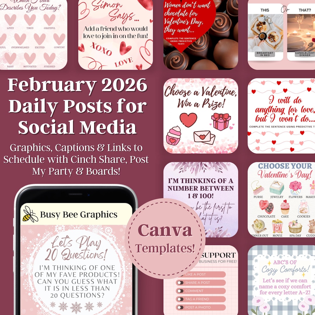 February 2026 Daily Interaction Posts - Graphics, Captions, Scheduling ...
