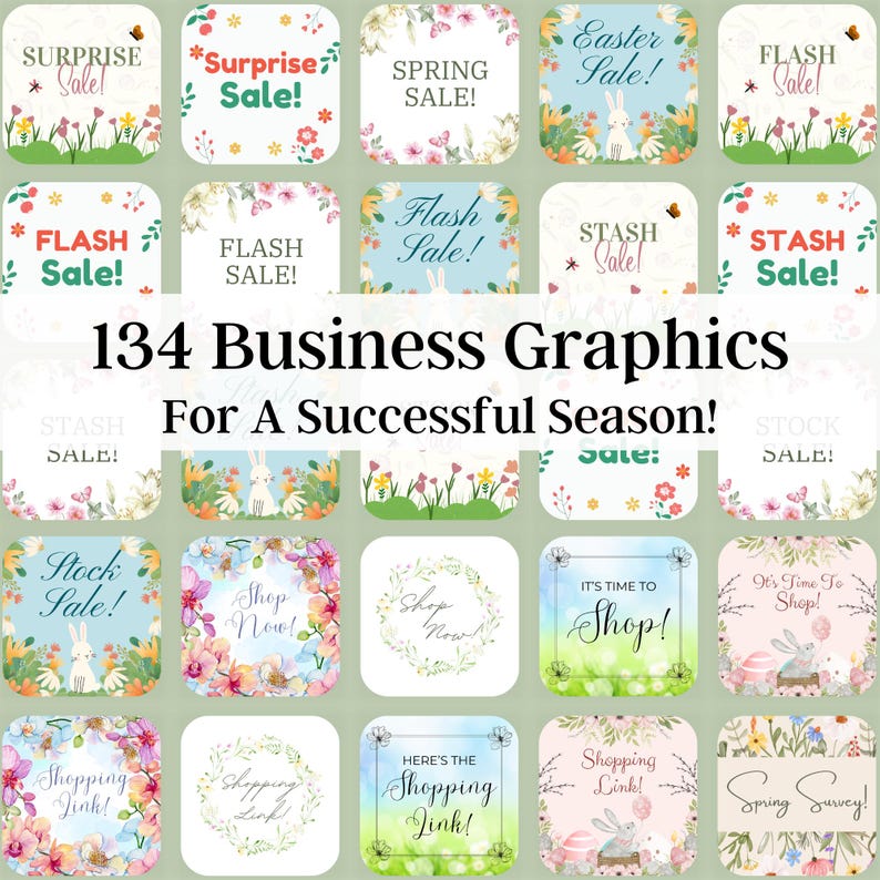 Spring Business Graphics - Social Media Canva Templates - Etsy