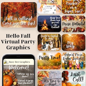 Fête virtuelle Hello Fall - Graphismes d'interaction d'automne sur les réseaux sociaux