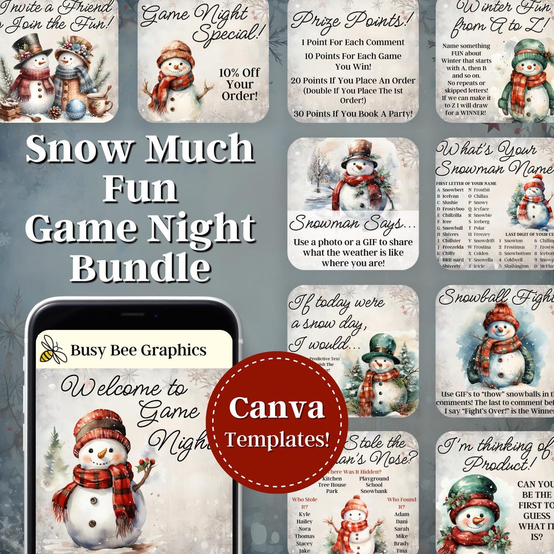 Snow Much Fun Game Night: 29 Virtual Party Engagement Graphics & Games ...