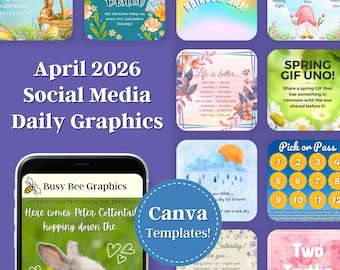 April 2026 Daily Graphics & Canva Templates for Social Media Engagement and Interaction