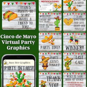 Fiesta virtual del Cinco de Mayo. Gráficos, juegos e interacción para fiestas en redes sociales en Facebook para marketing en red, ventas directas, fiestas en línea