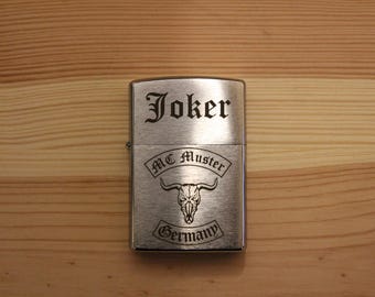 Accendino Zippo, cromato spazzolato – personalizzato con logo | Incisione laser basata su modello | Zippo originale