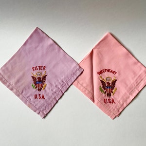 1940 WWII Army &#39;Sister&#39; and &#39;Sweetheart&#39; Handkerchiefs