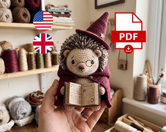 Bookish Hedgehog Amigurumi Crochet Pattern | Wizard Plush Toy (PDF Download)