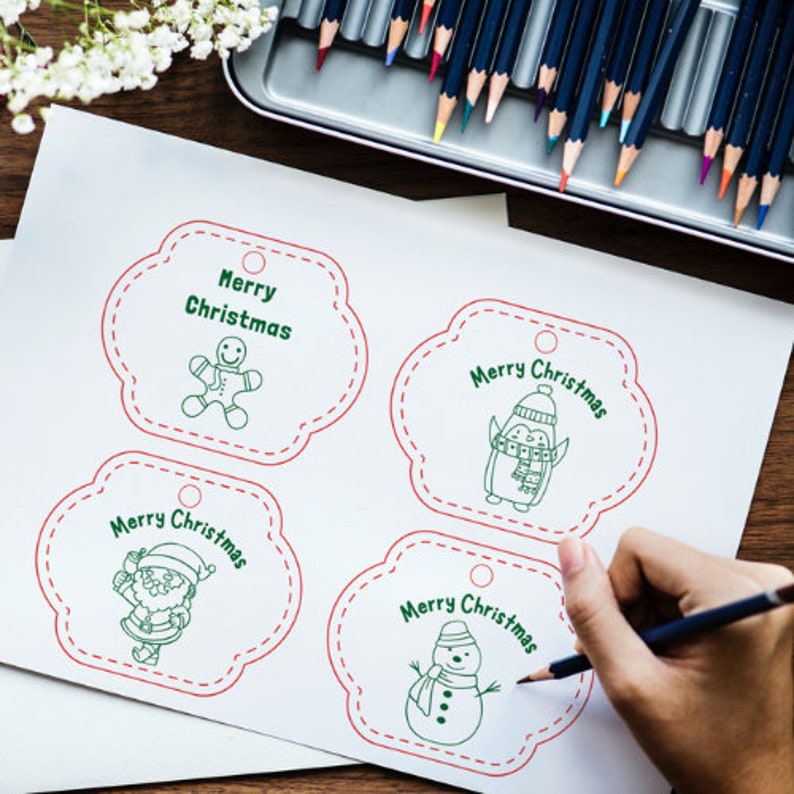 Printable Christmas Gift Tags for Kids in 2022 Colouring Gift - Etsy