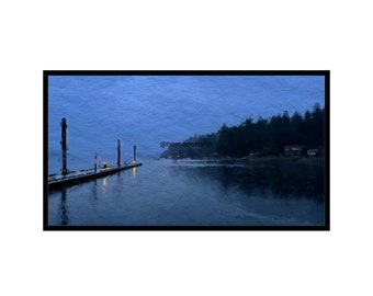 Washington Puget Sound PNW Rainy Night Landscape for Samsung Frame TV Art