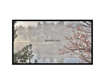 First Winter Freeze Fall Foliage Lake Landscape for Samsung Frame TV Art