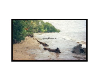 Michigan UP Lake Superior Beach Driftwood Landscape for Samsung Frame TV Art